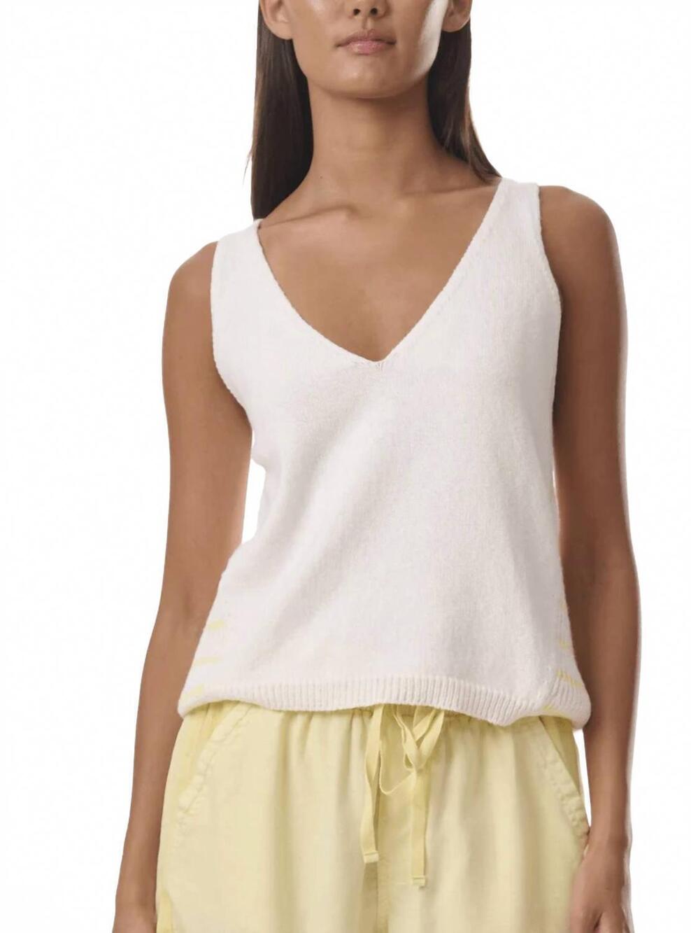 NEW SPLENDID campbell sweater tank top in white limoncello